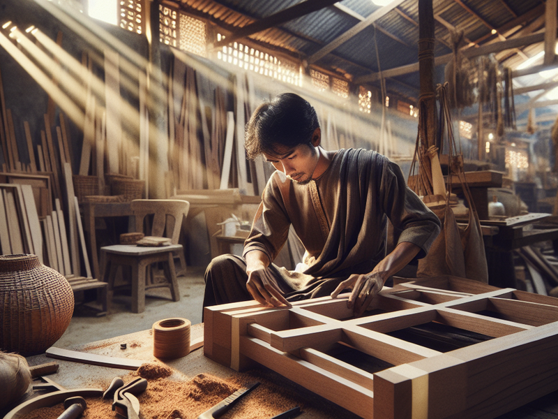 Artisan assembling eco-friendly furniture
